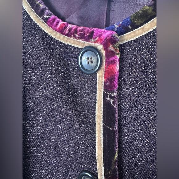 Koos Of Course Jacket Artsy Velvet Trim Pockets Size 2X Timeless Vintage EUC - Picture 2 of 7